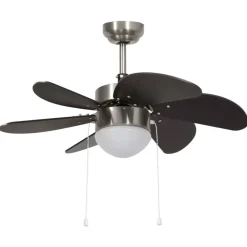 Appareils Électroménagers-vidaXL Ventilateur de plafond avec lampe 76 cm Marron foncé