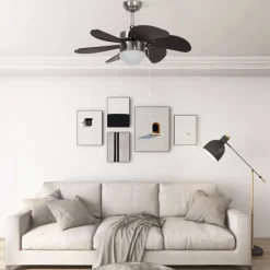Appareils Électroménagers-vidaXL Ventilateur de plafond avec lampe 76 cm Marron foncé