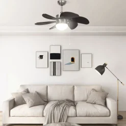 Appareils Électroménagers-vidaXL Ventilateur de plafond avec lampe 76 cm Marron foncé