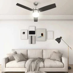 Appareils Électroménagers-vidaXL Ventilateur de plafond lampe et télécommande 108cm Marron foncé