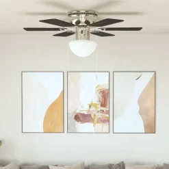 Appareils Électroménagers-vidaXL Ventilateur de plafond orné avec lumière 82 cm Marron foncé