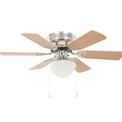 Appareils Électroménagers-vidaXL Ventilateur de plafond orné avec lumière 82 cm Marron clair