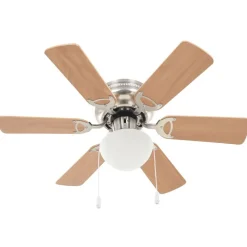 Appareils Électroménagers-vidaXL Ventilateur de plafond orné avec lumière 82 cm Marron clair