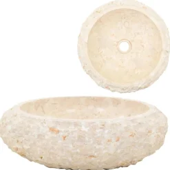 Plomberie-vidaXL Évier 40 x 12 cm Marbre Crème Crème