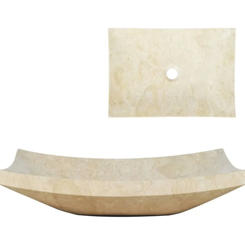 Plomberie-vidaXL Évier 50 x 35 x 12 cm Marbre Crème Crème