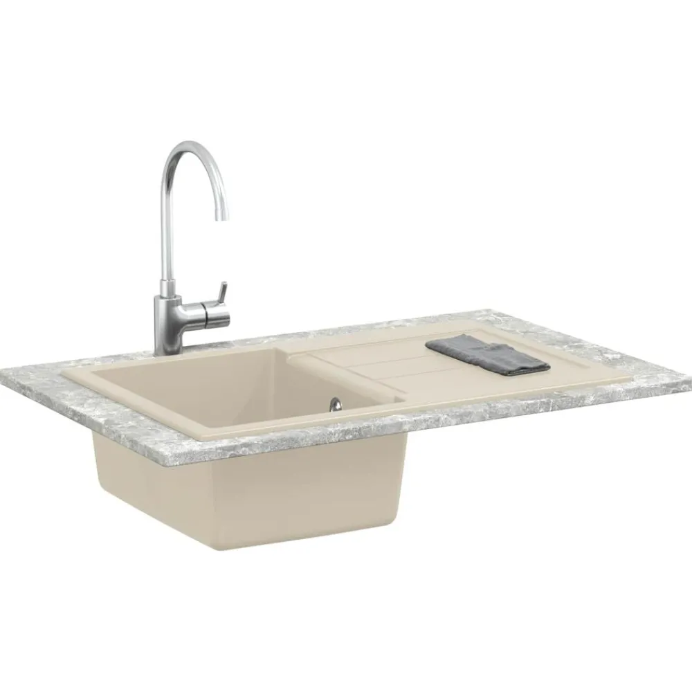 vidaXL Évier 780 x 500 mm 80% Quartz et 20% Résine