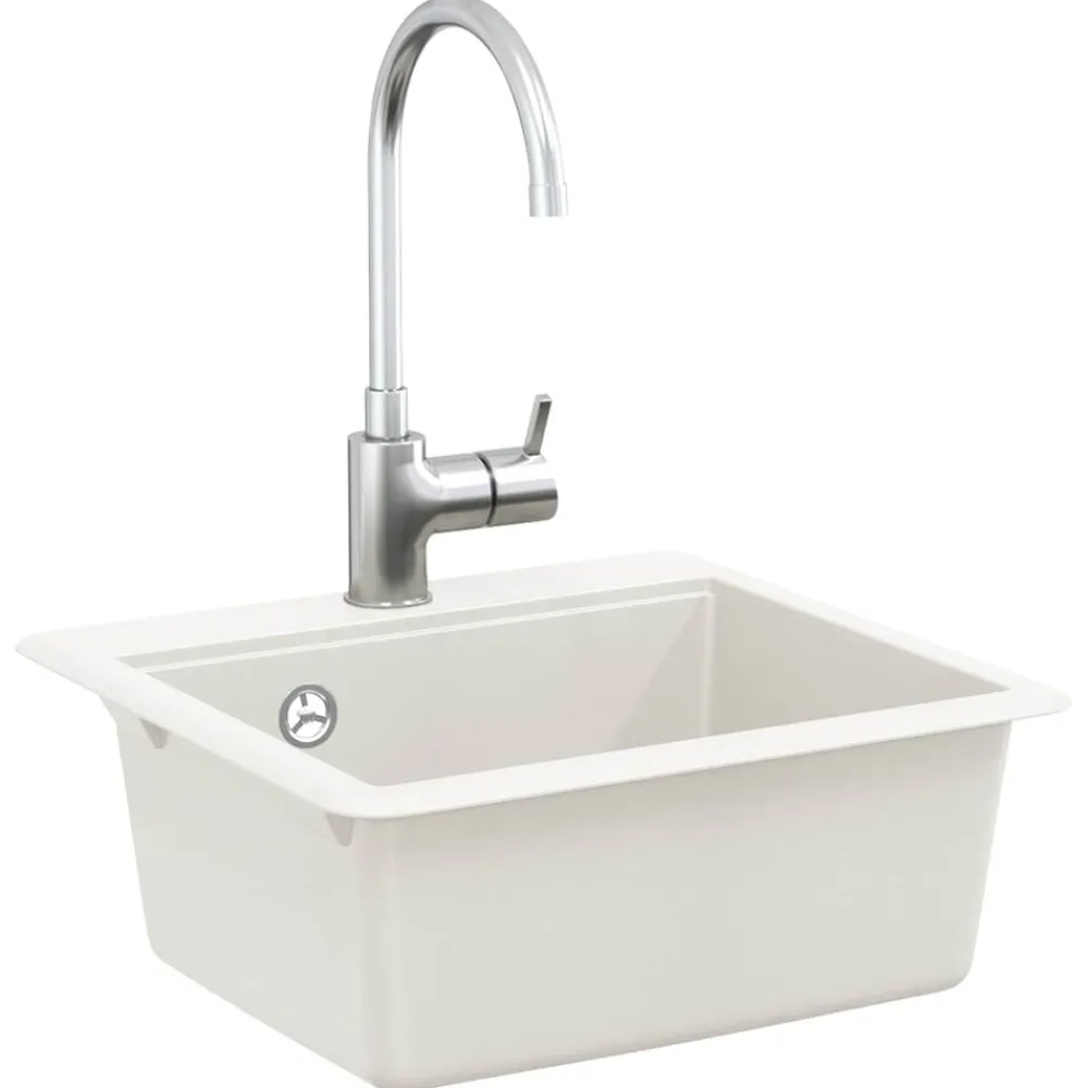 Plomberie-vidaXL Évier 470 x 440 mm Granite Blanc