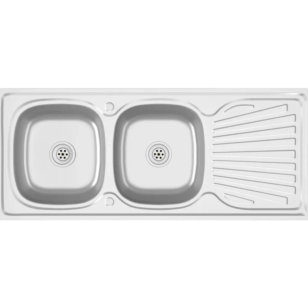 vidaXL Évier de cuisine à double évier argenté 1200x500x155 mm inox
