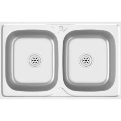 vidaXL Évier de cuisine à double lavabo argenté 800x500x155 mm inox