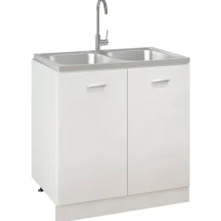 vidaXL Évier de cuisine à double lavabo argenté 800x500x155 mm inox