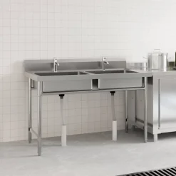 vidaXL Évier de cuisine à lavabo double Acier inoxydable