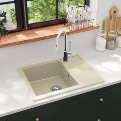 vidaXL Évier de cuisine avec trou de trop-plein ovale Granit