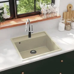 vidaXL Évier de cuisine avec trou de trop-plein Granit