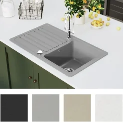 vidaXL Évier de cuisine en granite avec égouttoir réversible