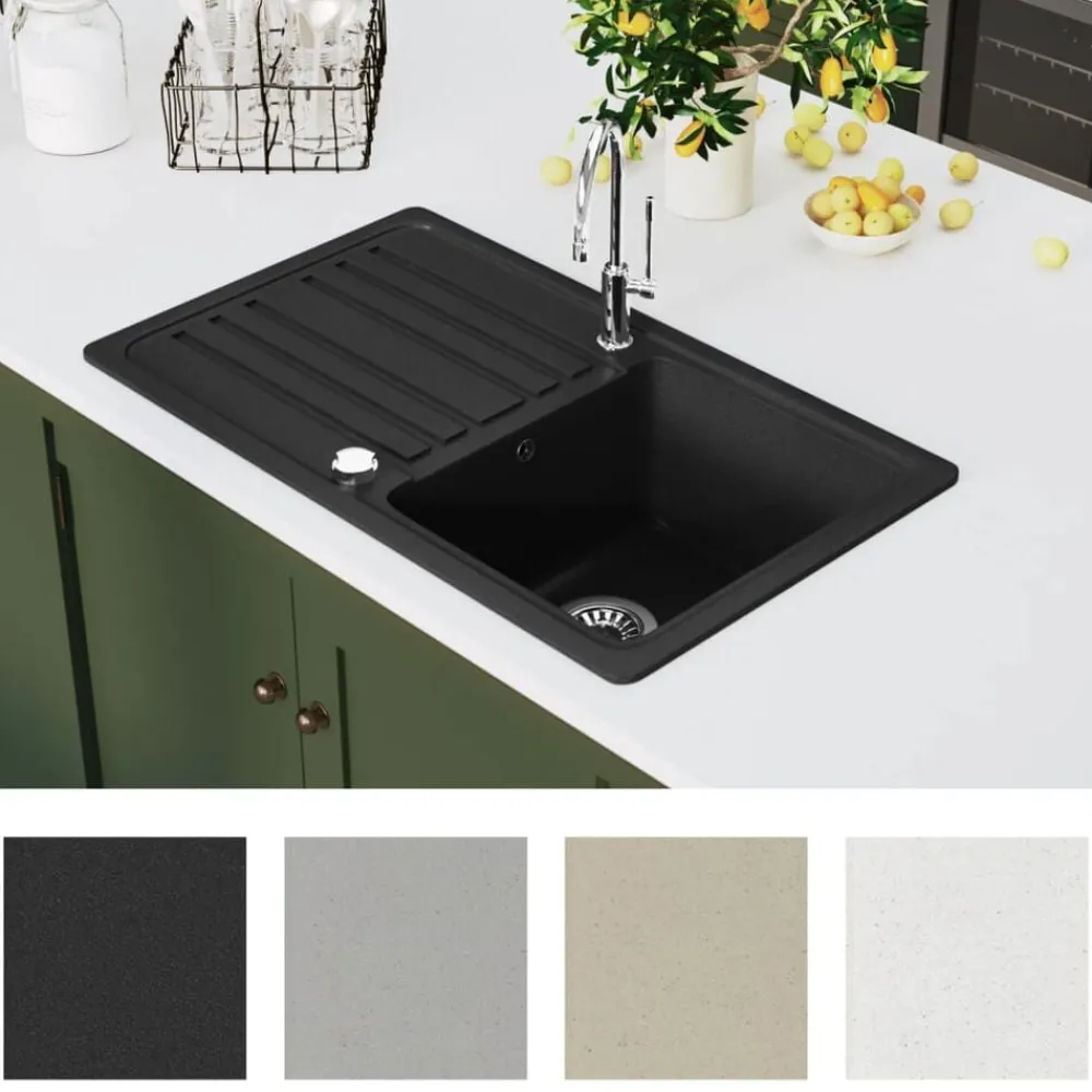 vidaXL Évier de cuisine en granite avec égouttoir réversible