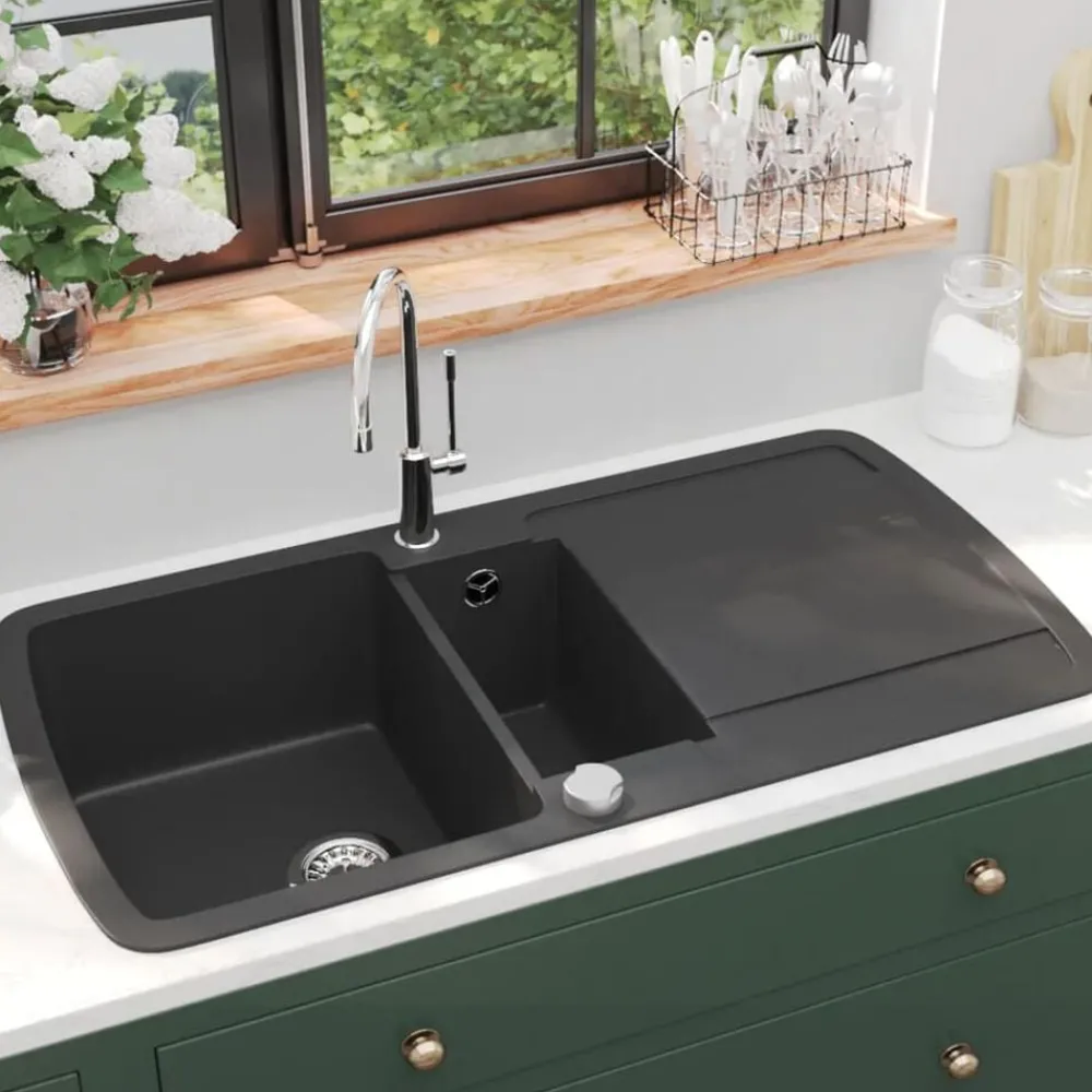 vidaXL Évier de cuisine en granit Double bac