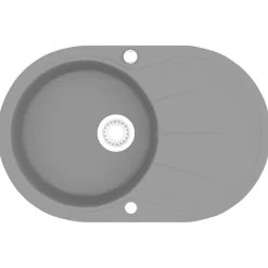 vidaXL Évier de cuisine en granit Bac unique Ovale Gris