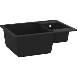Plomberie-vidaXL Évier de cuisine et deux lavabos trou de trop-plein Granit Noir