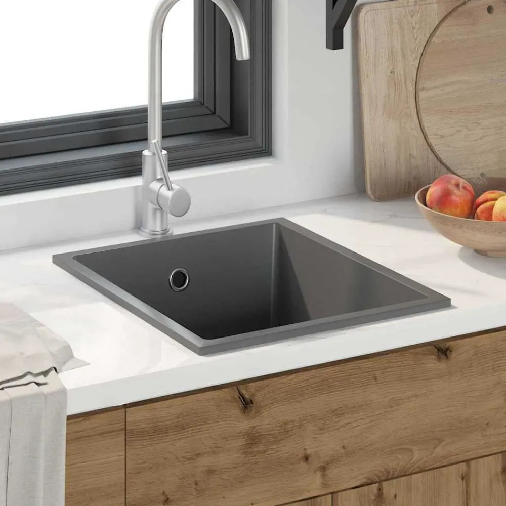 Plomberie-vidaXL Évier de cuisine 38 x 44 x 20 cm Granite Gris