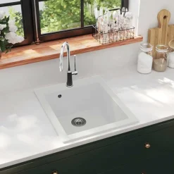 Plomberie-vidaXL Évier de cuisine Granite Blanc