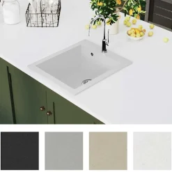 Plomberie-vidaXL Évier de cuisine Granite Blanc