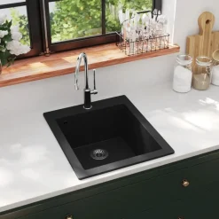 Plomberie-vidaXL Évier de cuisine Granite Noir