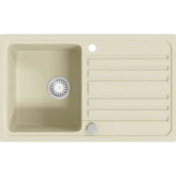 Plomberie-vidaXL Évier de cuisine Granit Seul lavabo Beige