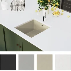 Plomberie-vidaXL Évier de cuisine Granit Seul lavabo Beige