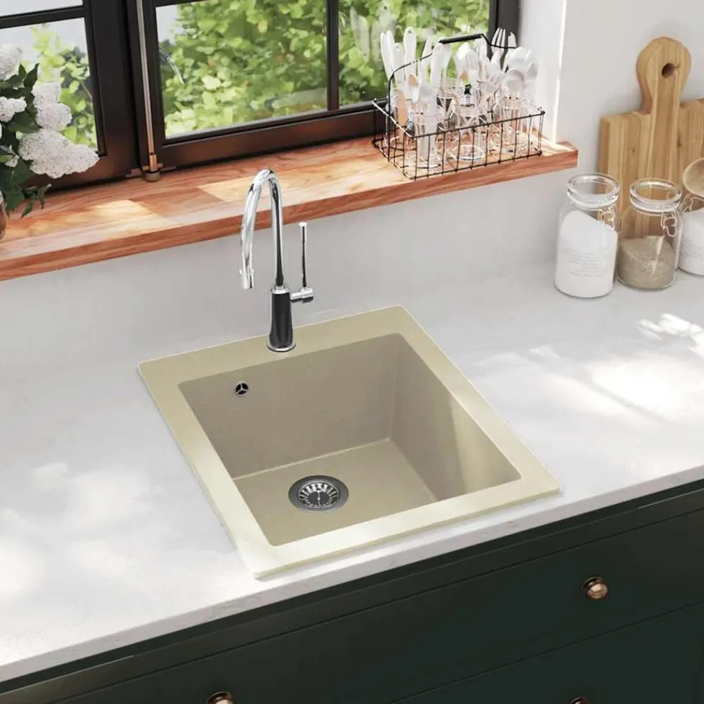vidaXL Évier de cuisine Granit Seul lavabo