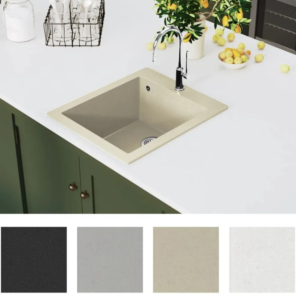 vidaXL Évier de cuisine Granit Seul lavabo