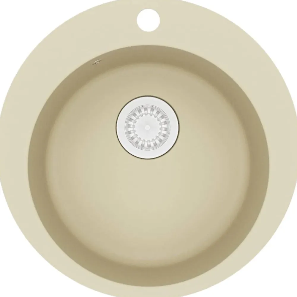 vidaXL Évier de cuisine Granit Seul lavabo Rond