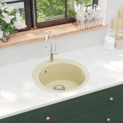 vidaXL Évier de cuisine Granit Seul lavabo Rond