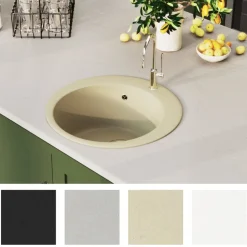 vidaXL Évier de cuisine Granit Seul lavabo Rond