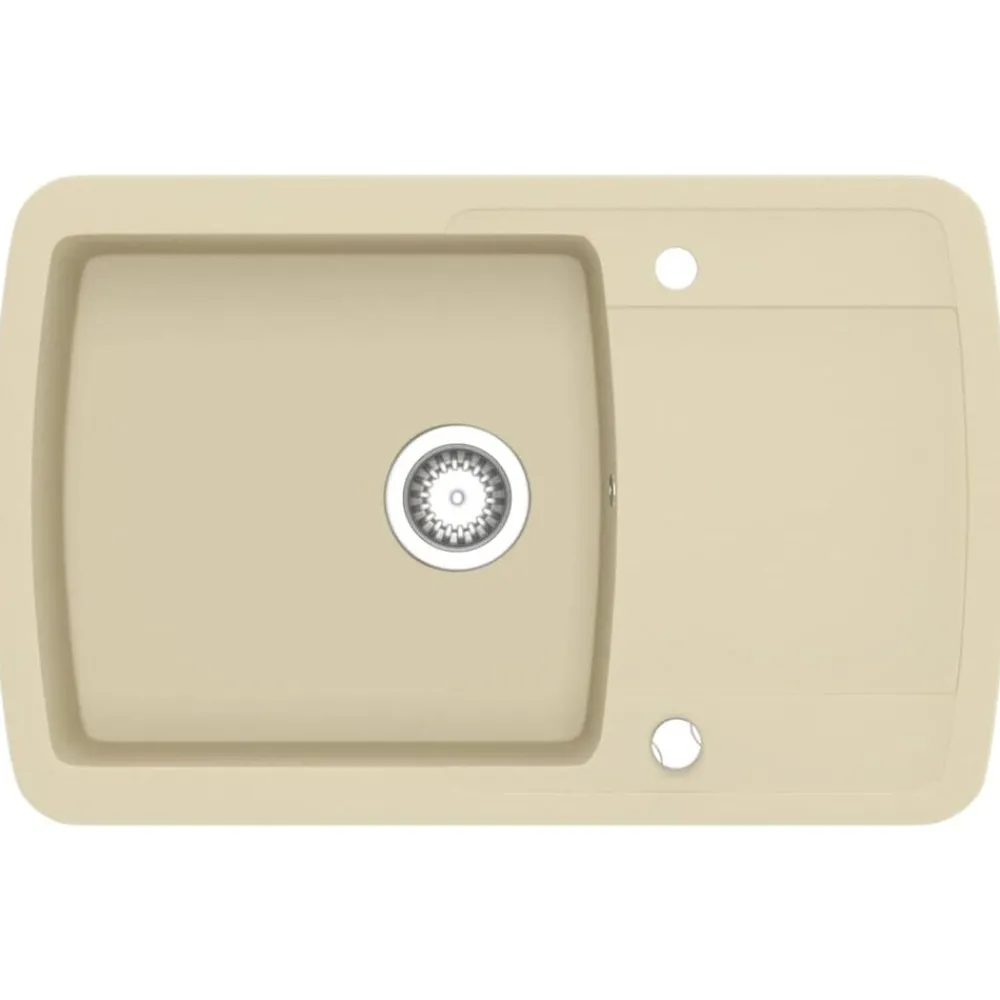 Plomberie-vidaXL Évier de cuisine Granit Seul lavabo Beige