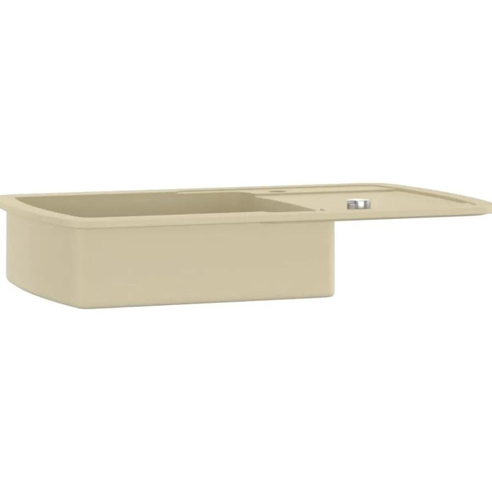 Plomberie-vidaXL Évier de cuisine Granit Seul lavabo Beige