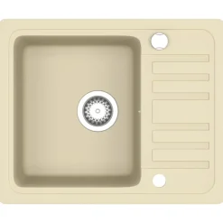 Plomberie-vidaXL Évier de cuisine Granit Seul lavabo Beige