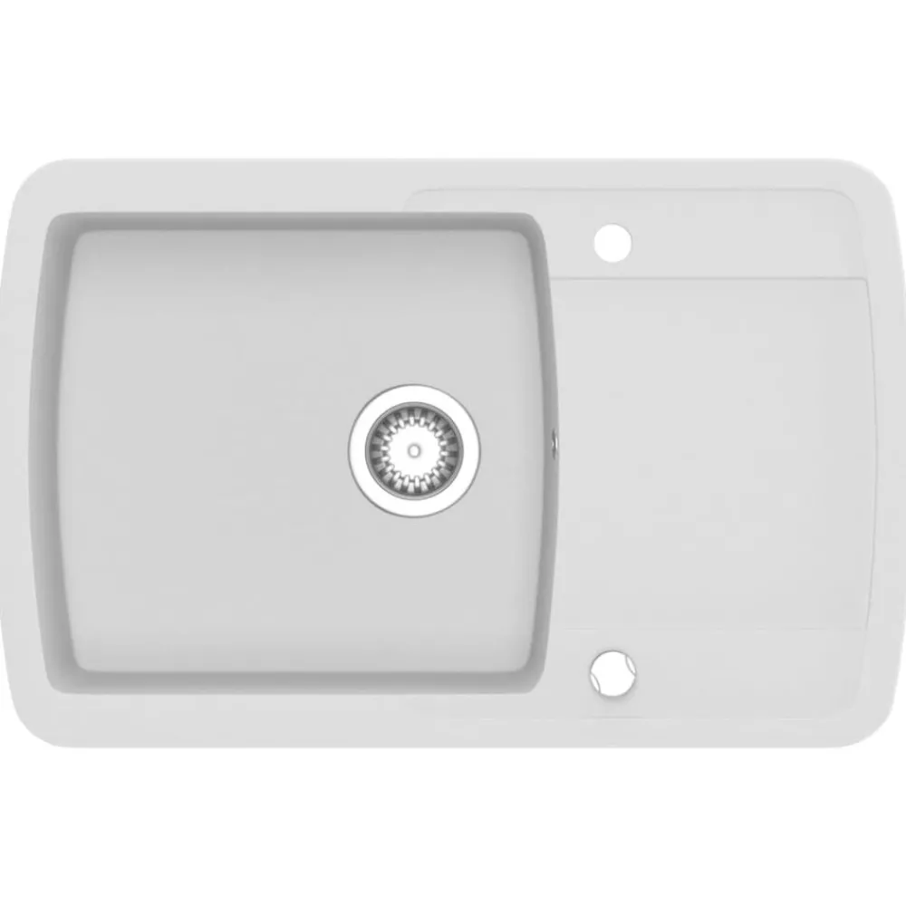Plomberie-vidaXL Évier de cuisine Granit Seul lavabo Blanc