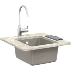 Plomberie-vidaXL Évier 370 x 460 mm 80% Quartz et 20% Résine Gris