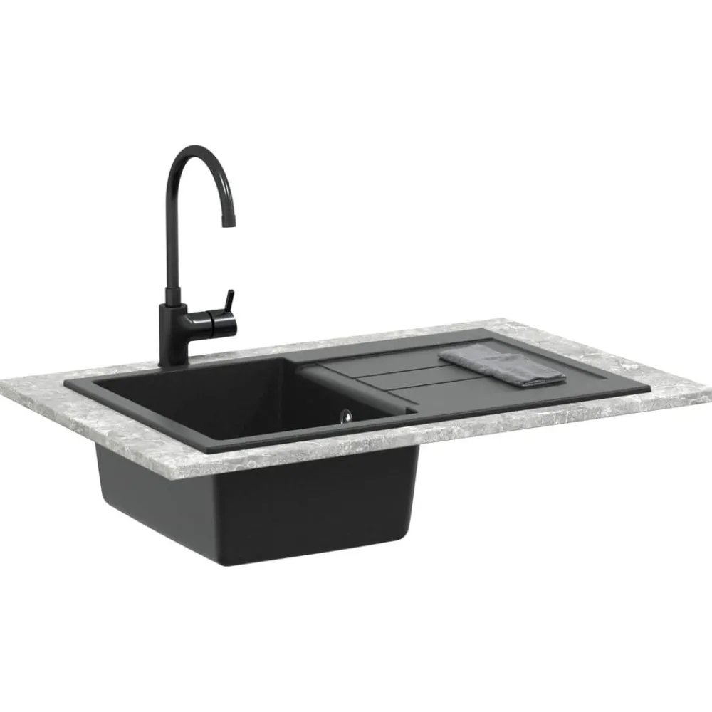 vidaXL Évier 780 x 500 mm 80% Quartz et 20% Résine