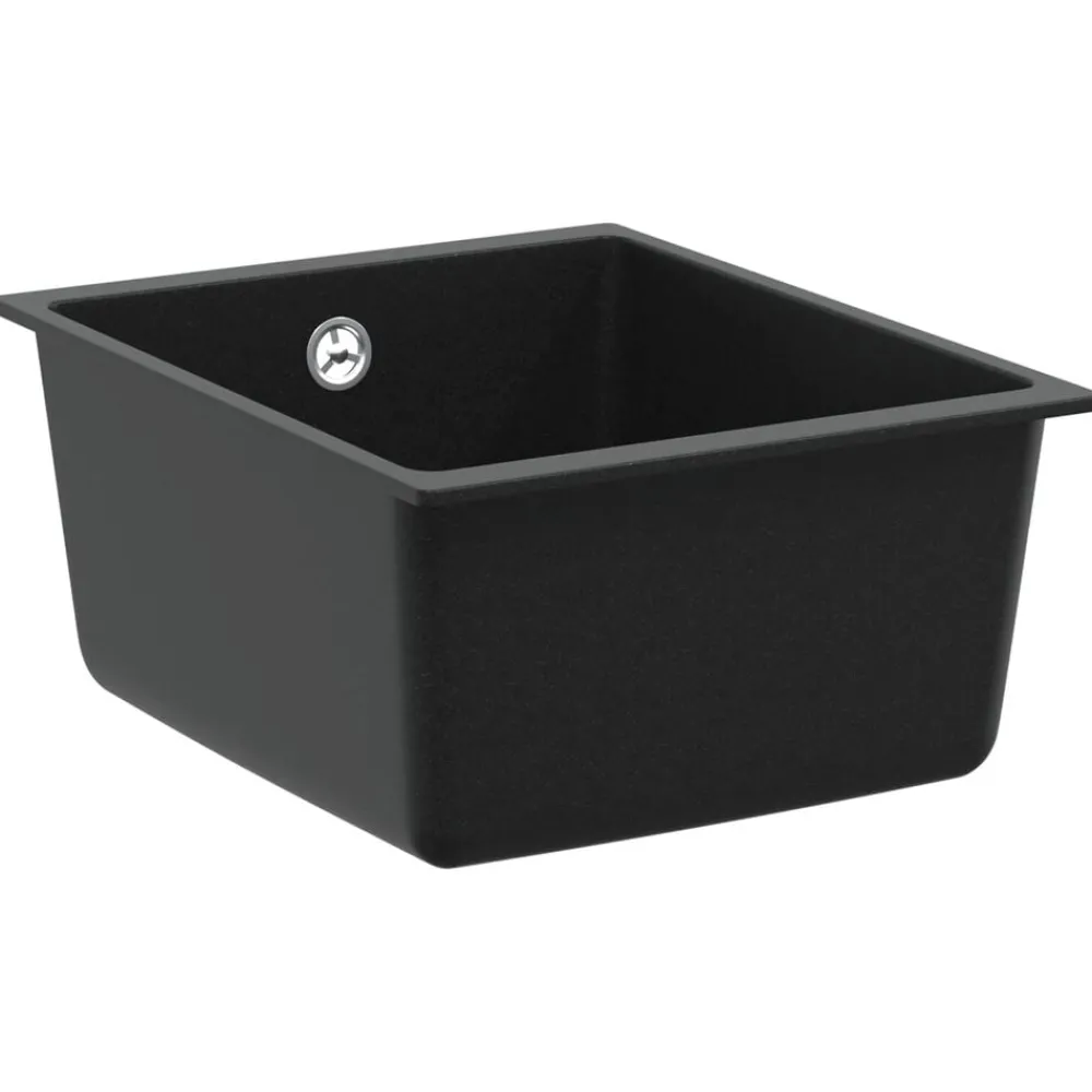 Plomberie-vidaXL Évier 370 x 460 mm 80% Quartz et 20% Résine Noir