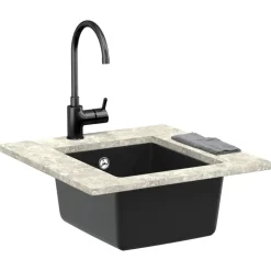 Plomberie-vidaXL Évier 370 x 460 mm 80% Quartz et 20% Résine Noir