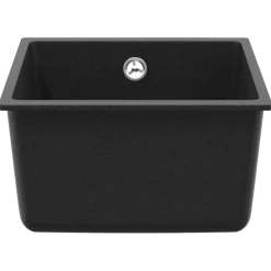 Plomberie-vidaXL Évier 370 x 460 mm 80% Quartz et 20% Résine Noir