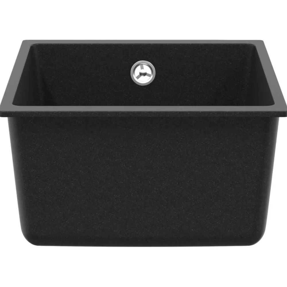 Plomberie-vidaXL Évier 370 x 460 mm 80% Quartz et 20% Résine Noir