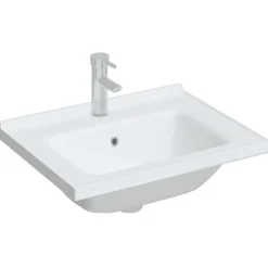 Plomberie-vidaXL Évier salle de bain blanc 61x48x19,5 cm rectangulaire céramique