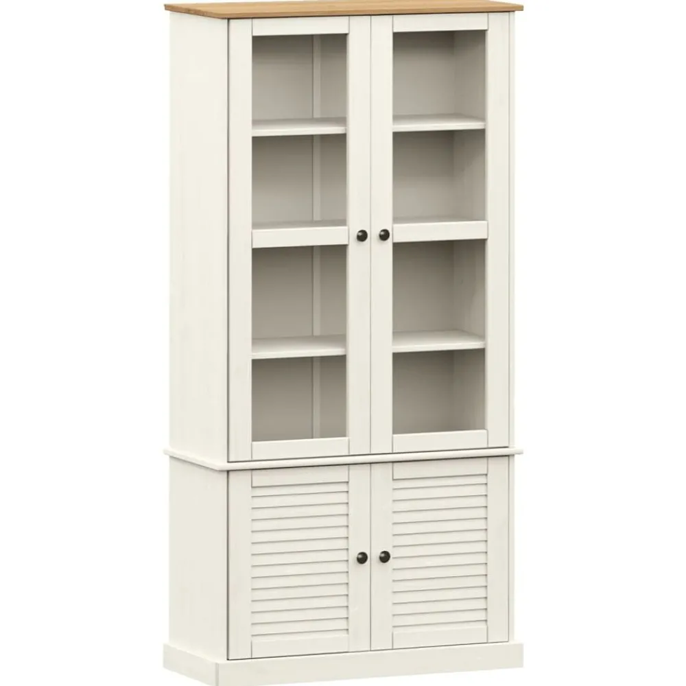 Étagères-vidaXL Vitrine en verre VIGO 85x35x170 cm bois massif de pin Blanc