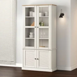 Étagères-vidaXL Vitrine en verre VIGO 85x35x170 cm bois massif de pin Blanc