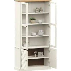 Étagères-vidaXL Vitrine en verre VIGO 85x35x170 cm bois massif de pin Blanc
