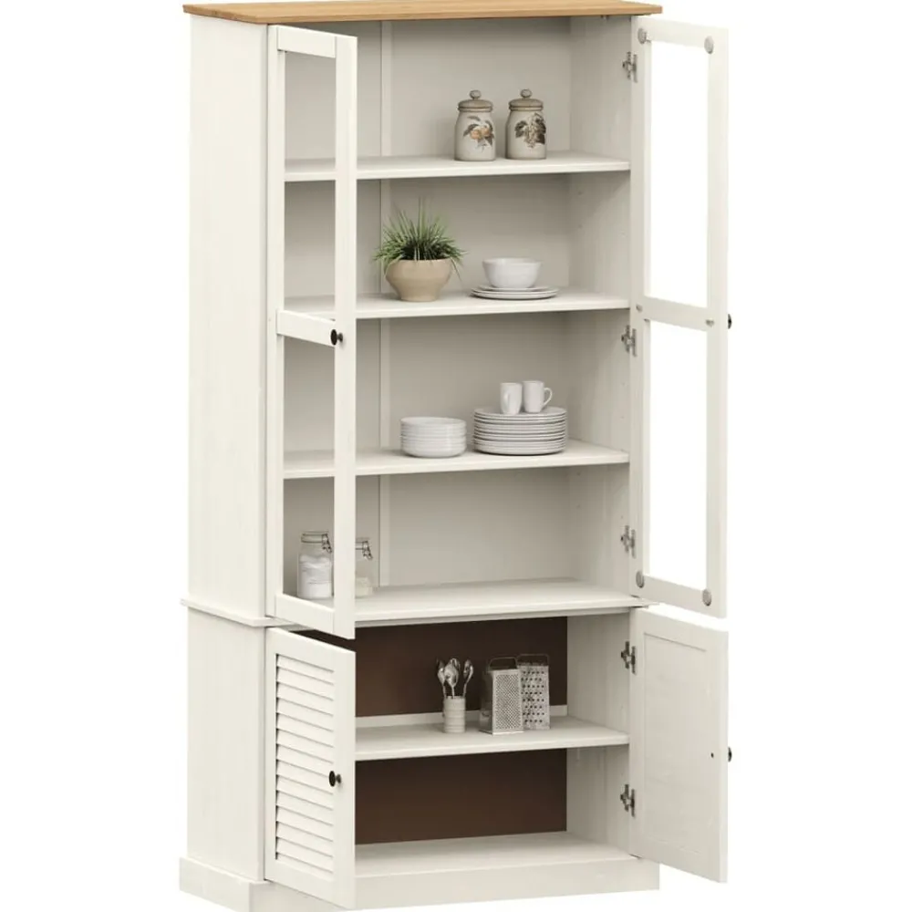 Étagères-vidaXL Vitrine en verre VIGO 85x35x170 cm bois massif de pin Blanc