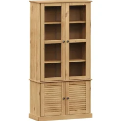 Étagères-vidaXL Vitrine en verre VIGO 85x35x170 cm bois massif de pin Marron