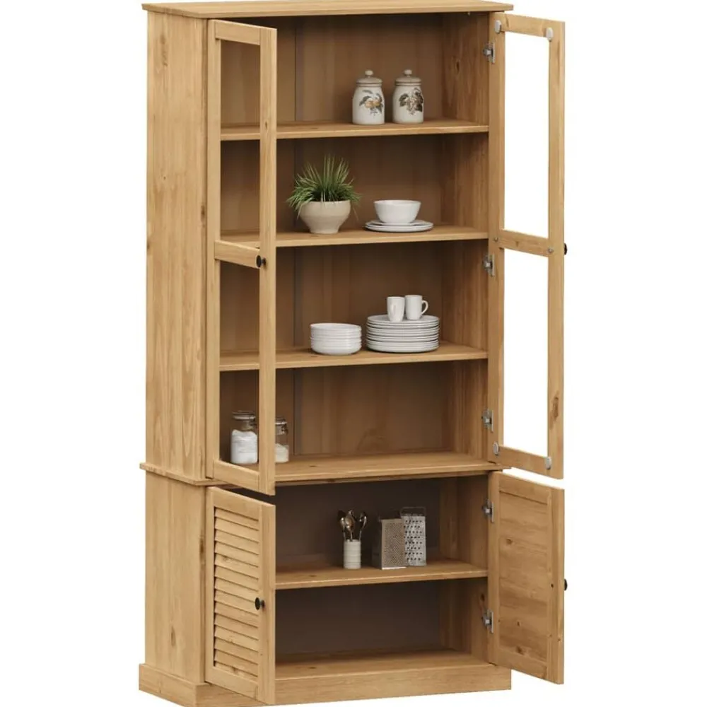 Étagères-vidaXL Vitrine en verre VIGO 85x35x170 cm bois massif de pin Marron
